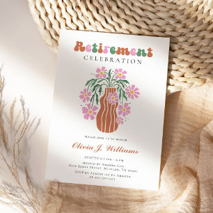 Boho Chic Retro farbenfrohe Blumenruhestand Party Einladung