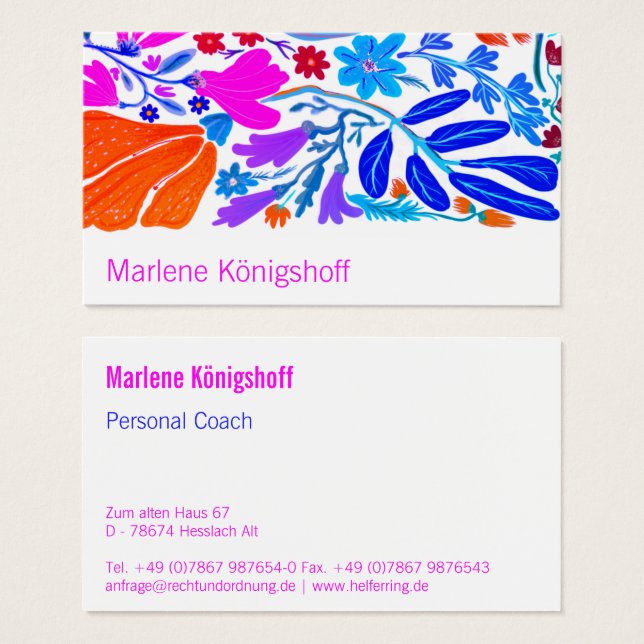 Boho Chic Retro Floral Handgemustertes Muster   (Vorne & Hinten)