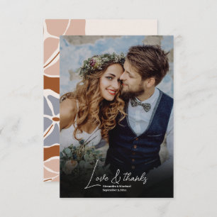 Boho Chic Retro Floral Wedding Foto Dankeskarte