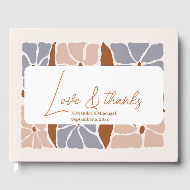 Boho Chic Retro Floral Wedding Gästebuch (Vorderseite)