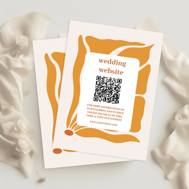 Boho Chic Retro Floral Wedding Qr Code Begleitkarte (Von Creator hochgeladen)