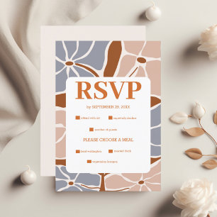Boho Chic Retro Floral Wedding RSVP Karte