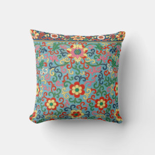 Boho Chic Retro Oriental Floral Kissen