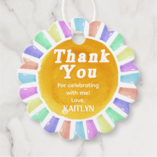 Boho Chic Retro Watercolor Rainbow Sun Vielen Dank Geschenkanhänger