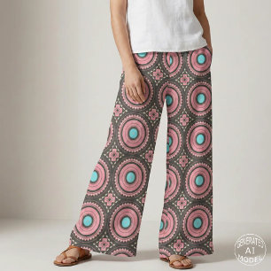 Boho Chic Rosa Türkis Geometrisches Mosaik Stoff