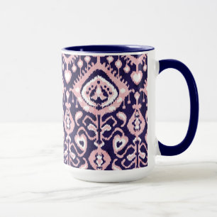 Boho-chic rosa und navy ikat-tribalmuster tasse