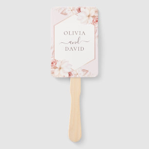 Boho Chic Rosafarbenes Florales Hochzeitsprogramm Fächer