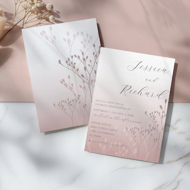 Boho Chic Rose Gold Botanische Hochzeit Einladung (Von Creator hochgeladen)