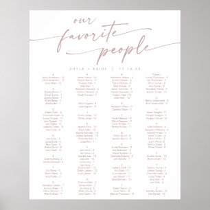 Boho Chic rot Rosa druckbare Sitzkarte Poster