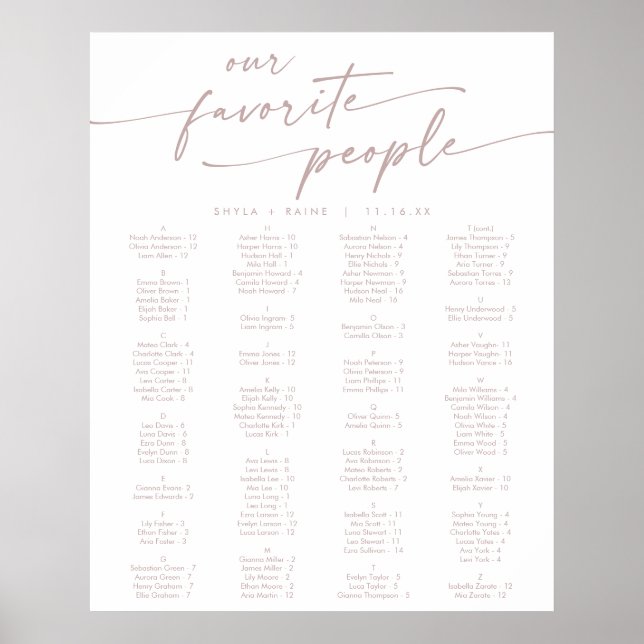 Boho Chic rot Rosa druckbare Sitzkarte Poster (Vorne)