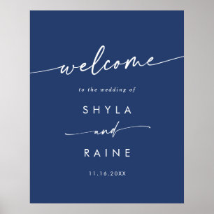 Boho Chic Royal Blue DIY Wedding Welcome Sign Poster