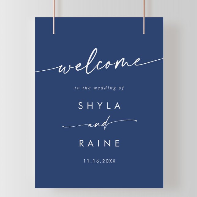 Boho Chic Royal Blue DIY Wedding Welcome Sign Poster (Von Creator hochgeladen)