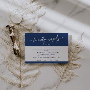 Boho Chic Royal Blue Menü Wahl RSVP-Karte Hochzeit RSVP Karte