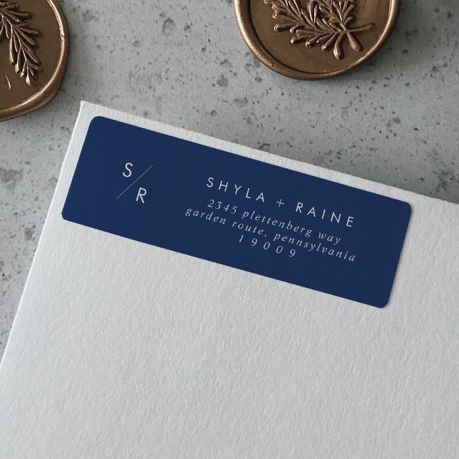Boho Chic Royal Blue Monogram Address Labels (Von Creator hochgeladen)