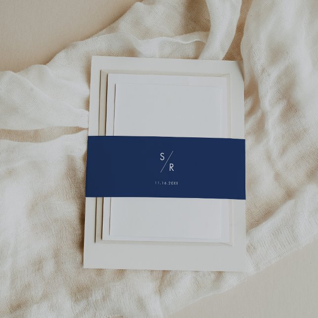 Boho Chic Royal Blue Monogram Wedding Einladungsbanderole (Von Creator hochgeladen)