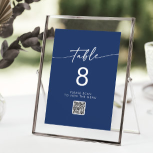 Boho Chic Royal Blue QR Code Tischnummern