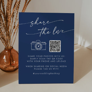 Boho Chic Royal Blue Teilen Sie die Liebe QR Code Sockelschild