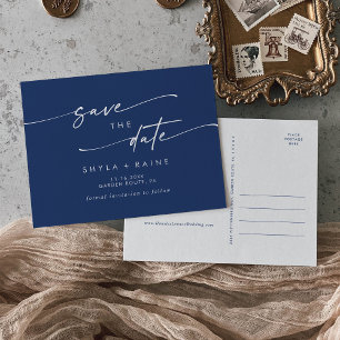 Boho Chic Royal Blue Wedding Save the Date Einladungspostkarte
