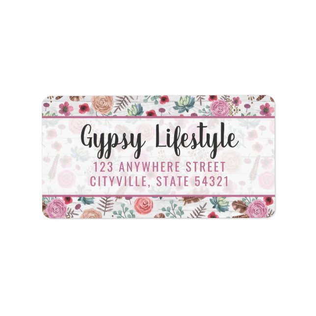 Boho Chic Rustic Feather Arrow Wasserfarbe Bohemis Adressaufkleber (Vorne)