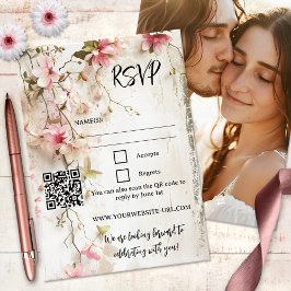 Boho Chic Rustikal Pink Floral RSVP Card Einladung