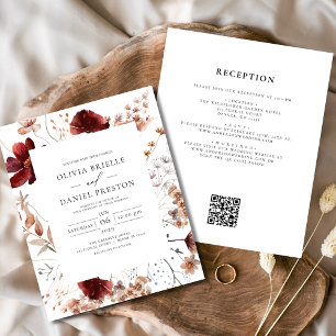 Boho-Chic-Rustikal-Wildblumen-Hochzeits-Einladung Flyer