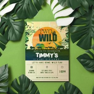 Boho Chic Safari Tiere Zwei Wilde 2. Geburtstag Einladung
