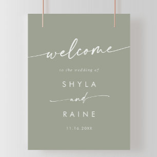 Boho Chic Sage Green DIY Wedding Willkommenszeiche Poster