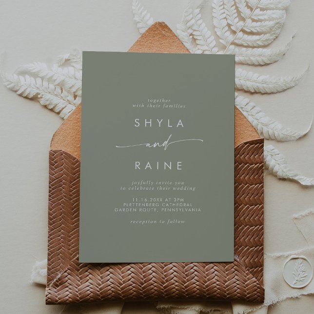 Boho Chic Sage Green Lässig Wedding Einladung (Von Creator hochgeladen)