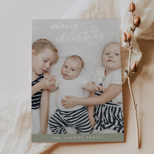 Boho Chic Sage Green Niedlich Einzigartiges Foto W Feiertagskarte