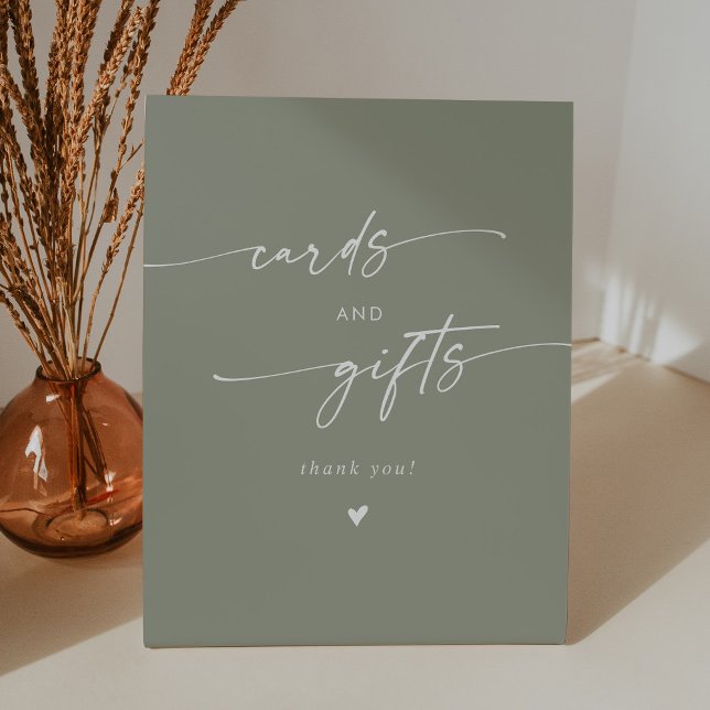 Boho Chic Sage Green Wedding Cards und Geschenke Sockelschild (Von Creator hochgeladen)