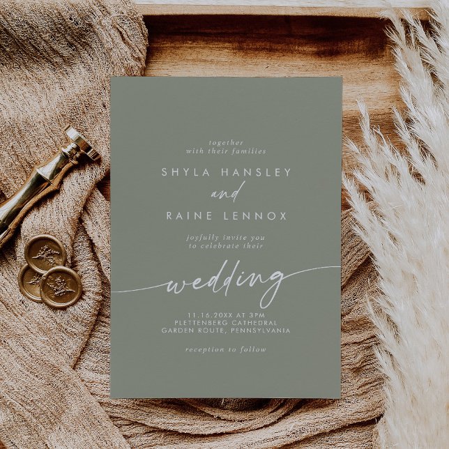 Boho Chic Sage Green Wedding Einladung (Von Creator hochgeladen)