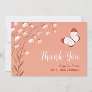 Boho-Chic-Schmetterling Floral Elegante Hochzeitss Dankeskarte