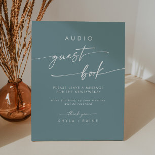 Boho Chic Seafoam Aquamarin Audio Gästebuch Hochze Sockelschild