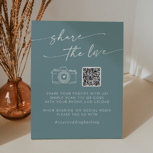 Boho Chic Seafoam Aquamarin Liebe QR Code teilen Sockelschild