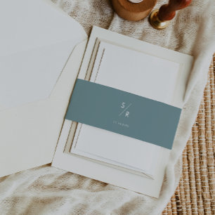 Boho Chic Seafoam Aquamarin Monogram Wedding Einladungsbanderole