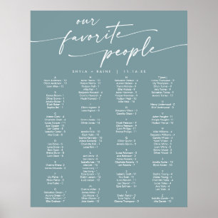Boho Chic Seafoam Aquamarine druckbare Sitzkarte Poster