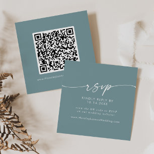 Boho Chic Seafoam Aquamarine Hochzeit QR Code UAWG Begleitkarte