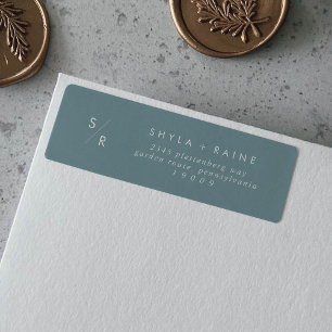 Boho Chic Seafoam Aquamarine Monogram-Adressenmark