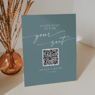 Boho Chic Seafoam Aquamarine Sitze Übersicht QR Co Sockelschild