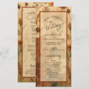 Boho Chic Sienna Wildblumen Elegante Hochzeit Programm