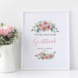 Boho Chic Sign Gästebuch Wedding Floral Pink