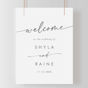 Boho Chic Silver Gray DIY Wedding Welcome Sign Poster