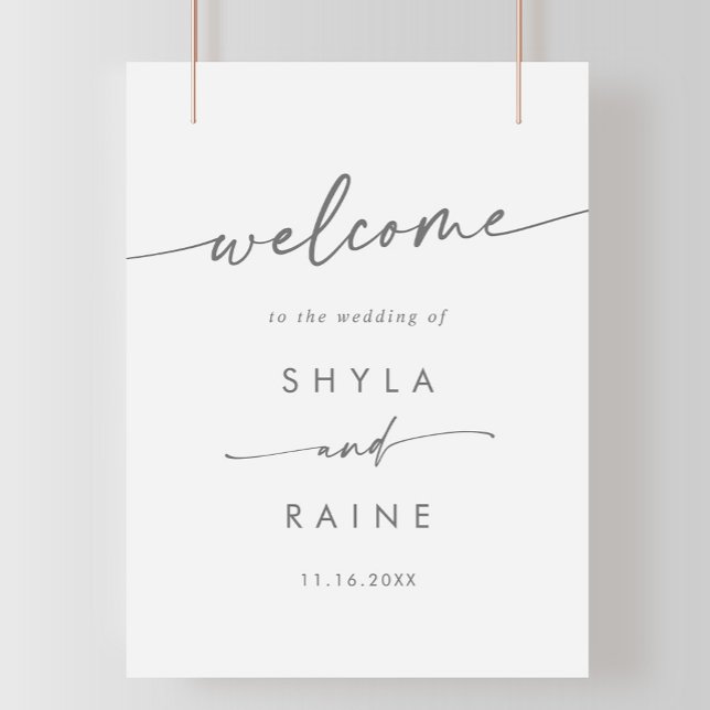Boho Chic Silver Gray DIY Wedding Welcome Sign Poster (Von Creator hochgeladen)