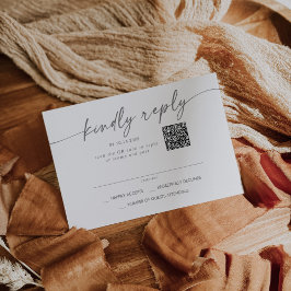 Boho Chic Silver Gray Mail In und QR Code RSVP Karte