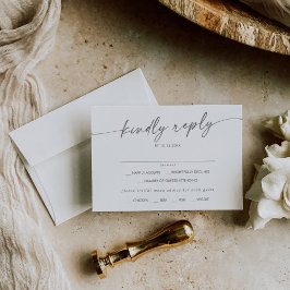 Boho Chic Silver Gray Menü Auswahl RSVP Karte
