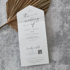 Boho Chic Silver Gray QR Code Mail bei Hochzeit All In One Einladung