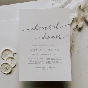 Boho Chic Silver Gray Wedding Probe Dinner Einladung