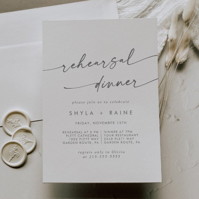 Boho Chic Silver Gray Wedding Probe Dinner Einladung (Von Creator hochgeladen)