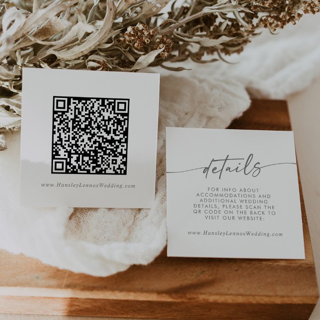 Boho Chic Silver Gray Wedding QR Code Details Begleitkarte (Von Creator hochgeladen)