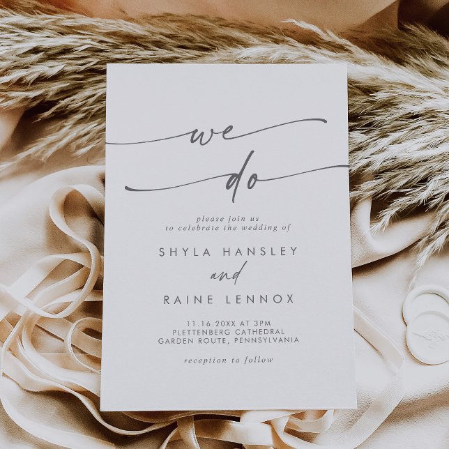 Boho Chic Silver Gray Wir machen Hochzeit Einladung (Von Creator hochgeladen)